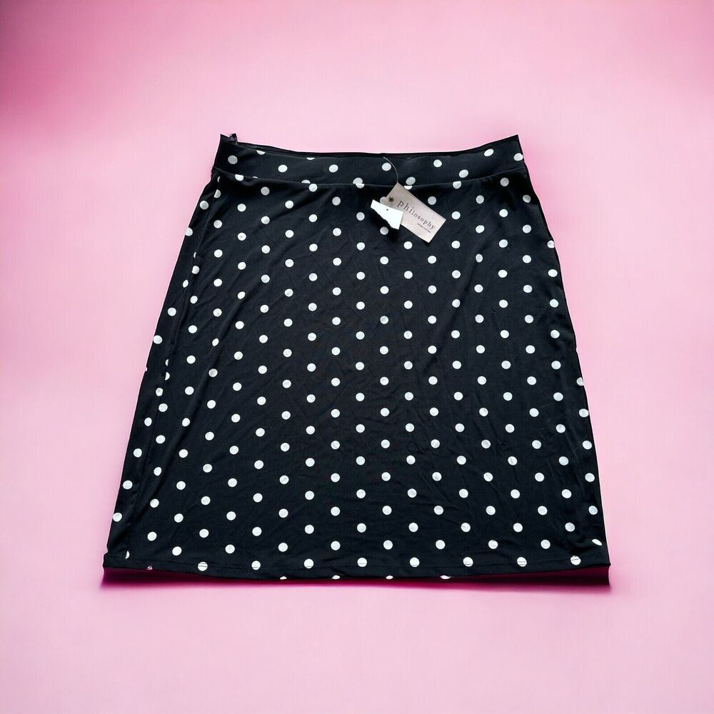 Philosophy  Dot  Skirt Knee  Black size L New !‎